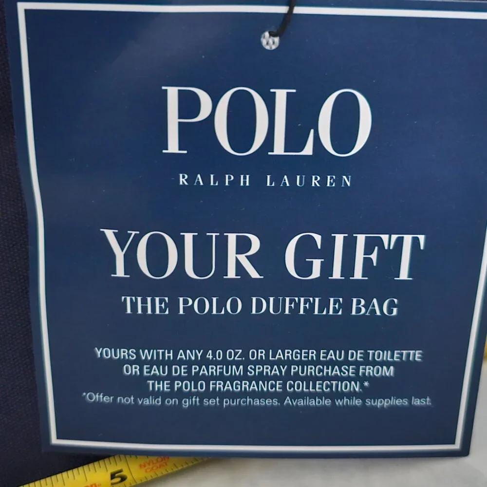 Polo Ralph Lauren Navy Canvas & Leather Trim Large Tote Travel Carryall bag - Picture 6 of 17